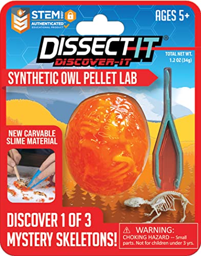 Image of Discover-It Owl Pellet, Science Lab Kit, STEM Toys for Kids, Ages 5+ | Synthetic Bones: Open a realistic owl pellet to discover hidden bones while learning about owls, food chains, and STEM