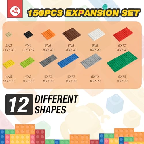  12 Colors 150 Pieces Classic Building Baseplates for All Major Brands Building Blocks
| Compatible with All Major Brand