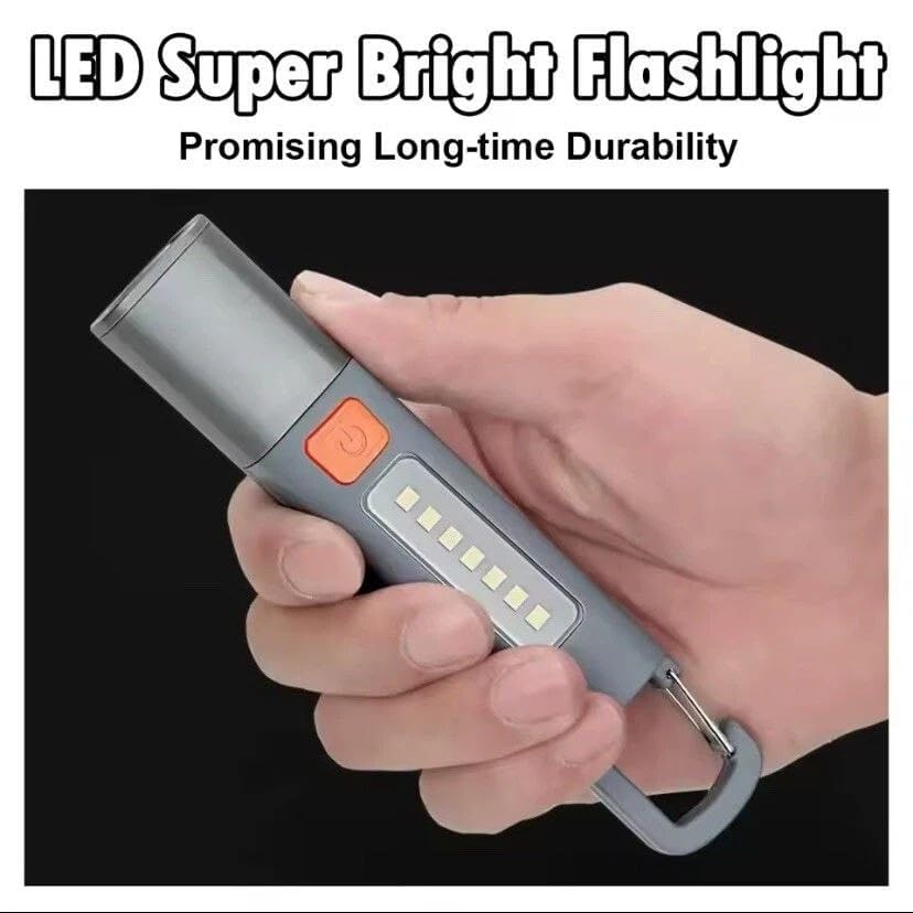 Image of 1Pack, 2 in 1 Smiling Shark Rechargeable LED Flashlight & Lantern - COB Side Light, Zoomable Spotlight, Hanging Hook, Multi-Function Torch for Camping, Hiking, Outdoor & Home Emergencies