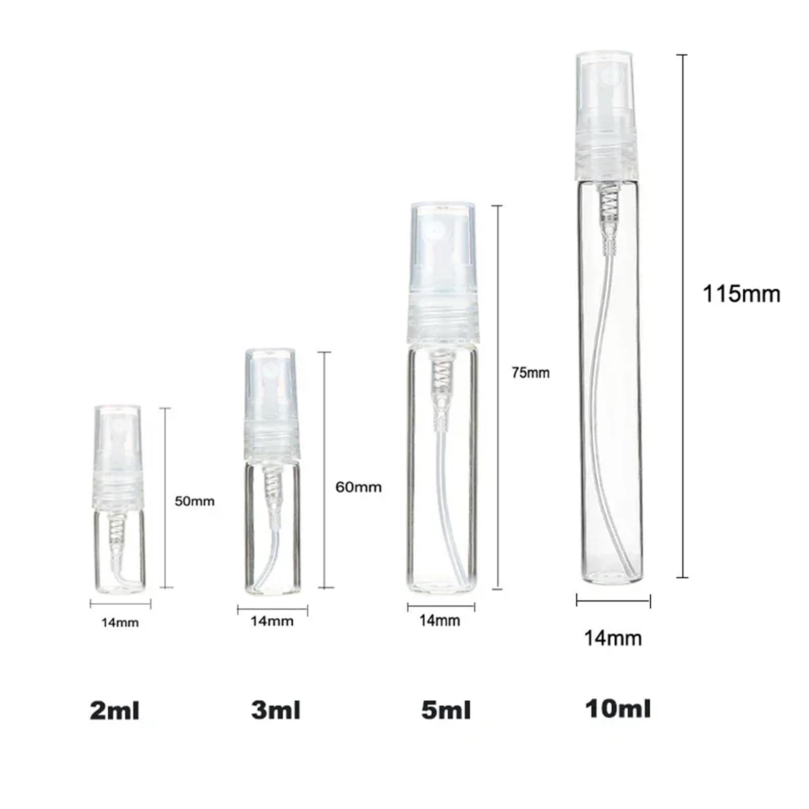 Mini bottiglie di profumo in vetro da 10 ml con atomizzatore da viaggio, fiale vuote, 5 pezzi | Nebbia spray ricaricabile per borsa, tasca, bagaglio a mano. A prova di perdite e portatile. (5 ml)