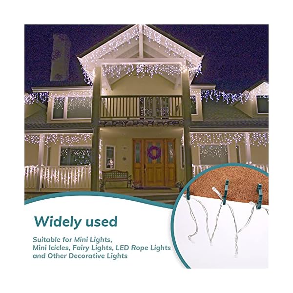 Queekay 100 pieces christmas light hooks holiday plastic siding clips mini outdoor gutter light hanging hangers for icicle rope lights christmas decoration outdoor light - image 4