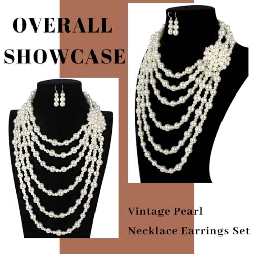 Gangel Vintage Faux Pearl Choker & Multi Strand Necklace Set - Bridal Wedding Jewelry3