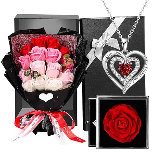 Regalos de San Valentín para Mujer, Ramo de Flores Preservadas Regalos Aniversario Cumpleaños para Madres Hermana Madre Novia, Collar De Caja De Regalo De Joyería Rosa, Regalo de San Valentín | Ya disponible en tu tienda friki favorita! En mundofriki.es!