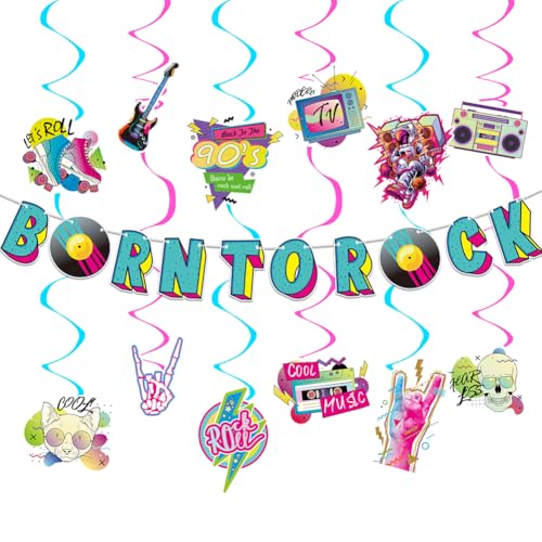 Décorations de fête des années 90 guirlande rétro et suspension musique