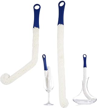 LJDJ Bottle Cleaning Brush 2 Pack, Flexible Scourer for Decanters Glasses