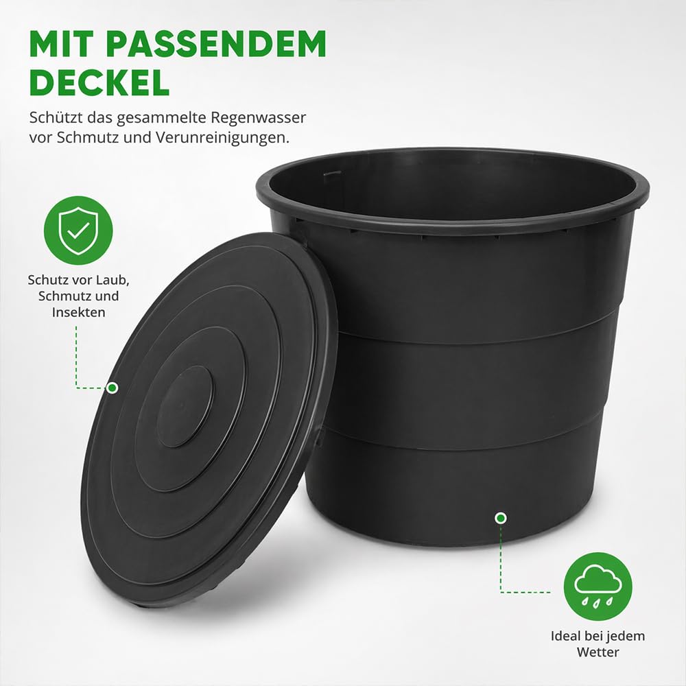 Ondis24 Kunststoff Regentonne XXL 500L mit Deckel – Wasserspeicher Fass für Garten, robust & UV-beständig, Regenwassertank zur Bewässerung, Regenfass mit Füllstandsanzeige