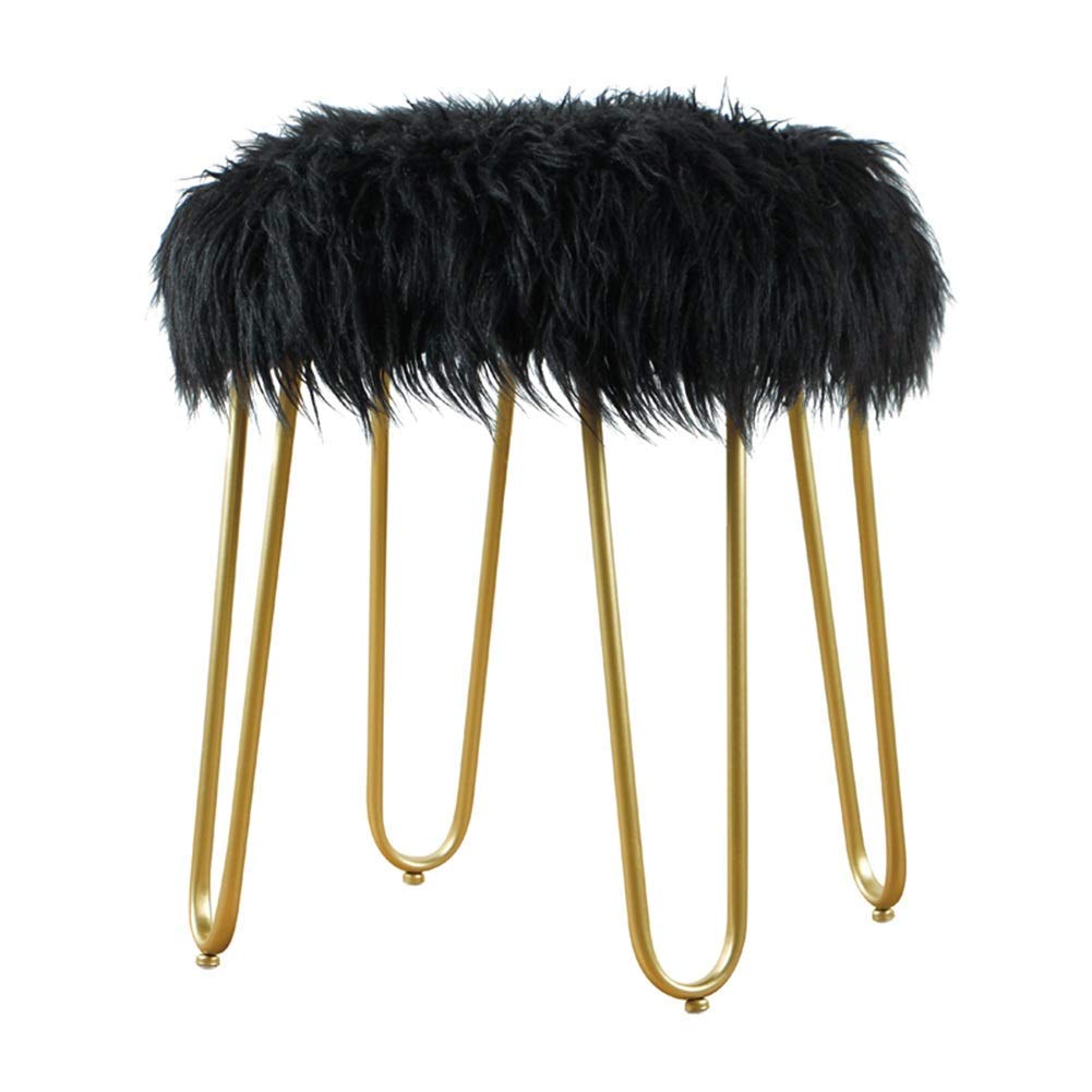 Reposapiés negro MU otomano vintage de imitación piel para salón y dormitorio