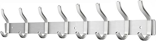 Miniatura 12 de Ganchos de Pared Blancos de Servicio Pesado, Ganchos para Abrigos de 23 Pulgadas para Montaje en Pared con 8 Ganchos, Colgadores de Pared para