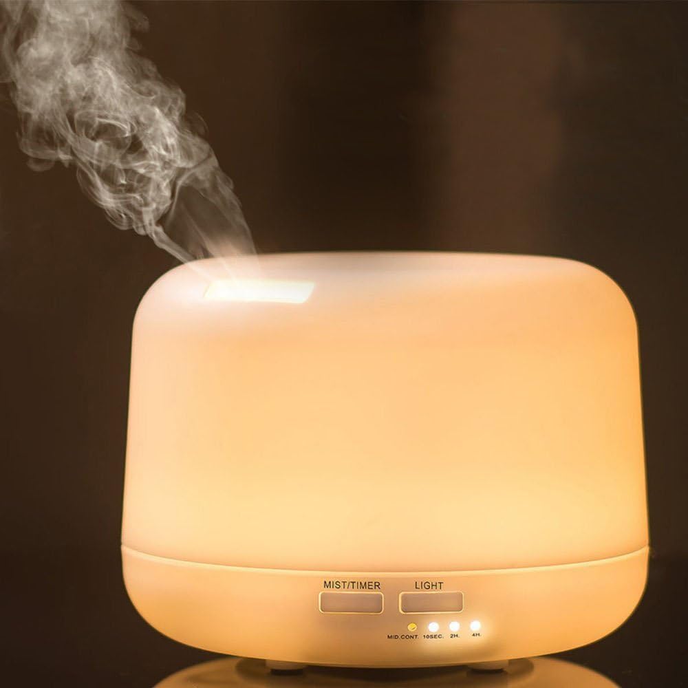 Efanr 300ML Humidifier Ultrasonic Essential Oil Aroma Diffuser Air Humidifier Mist Maker with Light Air Freshener Purifier Ideal for Travel Home Bedroom Office Car (Warm Ligh)