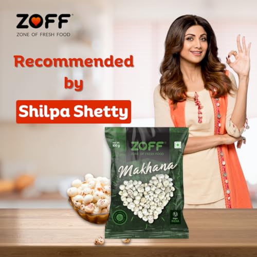 Image of Zoff Lotus Seeds Pack of 2: Indulge in Exquisite Crunchiness | 2 Packs of Fox Nuts | Big Size Phool Makhana | Puffed to Perfection | 100g Each | Net weight 200g | Pack of 2