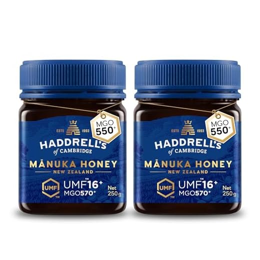 Haddrell's of Cambridge Manuka Honig 550+ MGO (UMF 16+) 2x250g – Zertifizierter Manukahonig aus Neuseeland – Reich an Methylglyoxal – Nachhaltig, roh, hoher MGO-Gehalt – Honig in Premium-Qualität