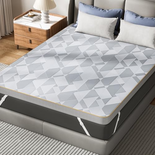PERLECARE Firm Mattress Topper Queen, 3' Hard Mattress Topper for Pressure Relief, Mattress Pad with Cooling Bamboo Cover, High Density Memory Foam, Removable & Washable