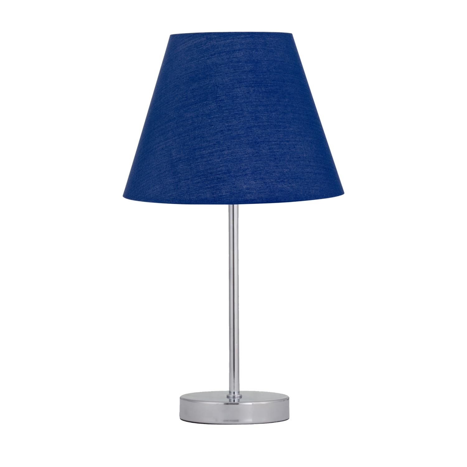 firstchoicelighting Polished Chrome Table Lamp or Bedside Light, Modern Design, Navy Blue Shade, Height 35cm, LED Compatible