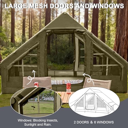 Image of Inflatable Tents for Camping,Easy Blow Up Tent with Hand Pump,4 Seasons Waterproof Air Inflatable Camping Tent House for Family Weekend Camping