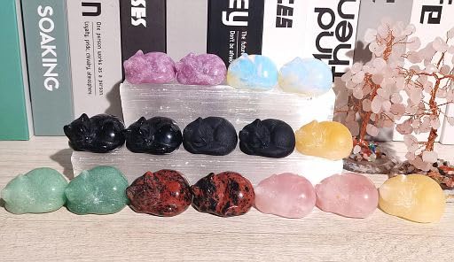 QINJIEJIE Amethyst Katze Kristalle Figuren Katzen Deko Edelsteine Glück Kätzchen Niedliche Dekoration Männer Frauen