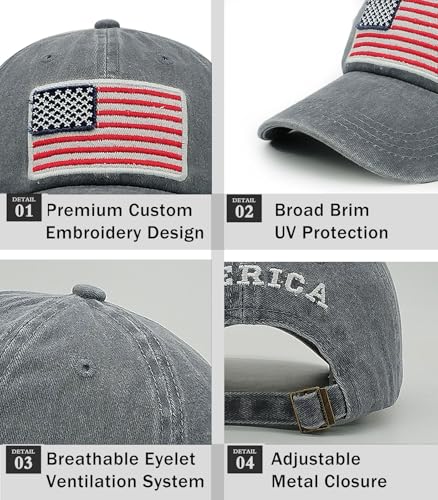 Image of 2-Pack USA Flag Hats for Men Baseball American Flag Hats for Men USA Cap USA Tactical Washed for Women