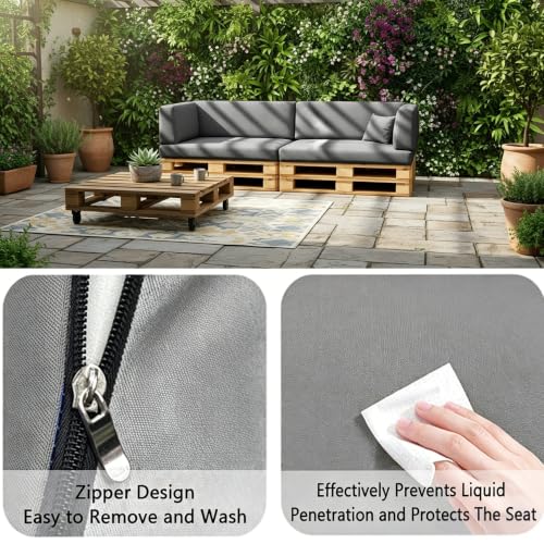 Funda de cojín para palet exterior beige 125x60cm impermeable y desmontable 6