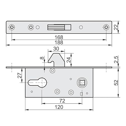 Hakenschloss Einsteckschloss Schiebetürschloss Türschloss H 60 Schiebetore mit Gegenplatte