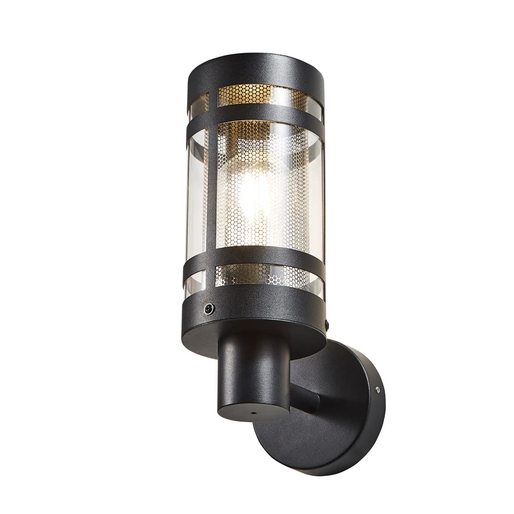 Litecraft Stainless Steel Mesh Fowler Wall Light Outdoor Ip44 Rated Lantern With Insert - Black