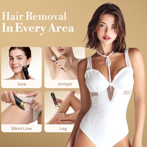 Image of Bikini Trimmer for Women, Flyant 2 in 1 Electric Shaver for Women, Pubic Hair Trimmer Waterproof IPX7 with LED, Bikini Razor for Leg Arm Underarm Bikini Area, Christmas Gifts for Her - Black Gold