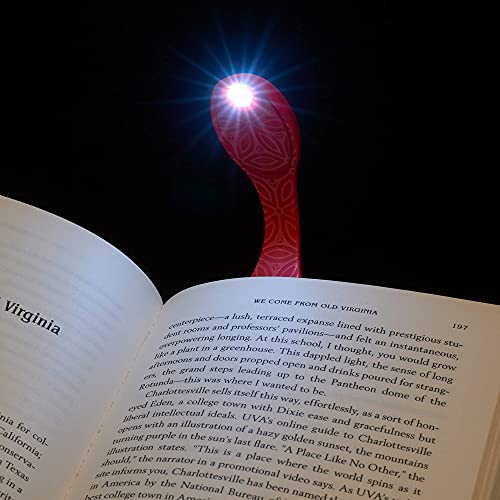 Image of Gifts for Readers & Writers Book Light, Clip On Reading Light for Bed, 2in1 Flexilight & Bookmark, Small & Lightweight with a Soft Glow, 2 Batteries Included, Red
