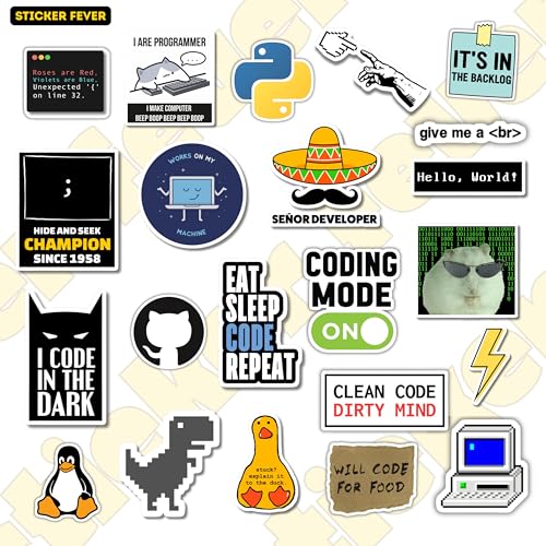 Image of Pack of 15 Cute Stickers for Laptops /Mobiles /Guitar /Journal etc. (Coding)