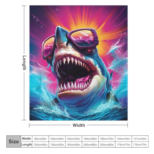 Couverture requin 3D plaid flannel lit double cadeau original - 6