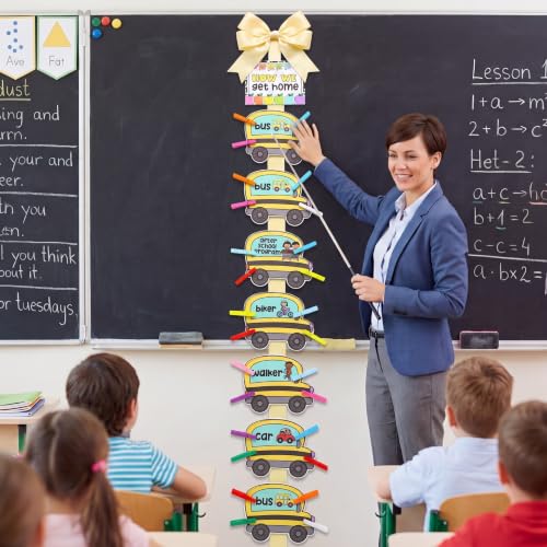 Tenceur How We Get Home Clip Chart for Classroom Students Transportation Management Chart with Clips Ribbon and Dots Back to School Teacher Must Haves Supplies for Classroom Bulletin Board (Stylish) - Image 3