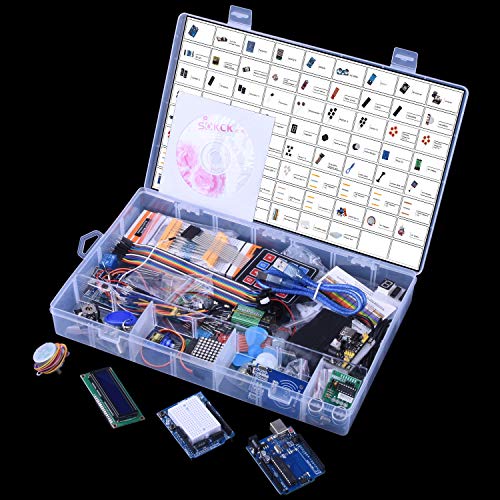 Quimat Project Complete Ultimate Starter Kit Compatitable with ArduinoIDE,Development Board,Expansion Board,LCD1602, HC-SR501, Ultrasonic Sensor Module with Bracket and Tutorial (69 Items) QK27