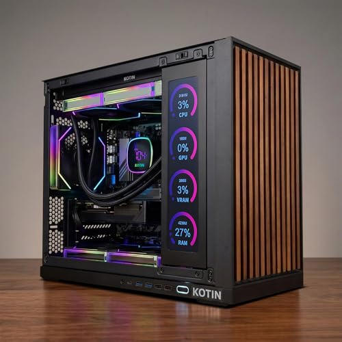 Image of KOTIN Prebuilt Gaming PC Ryzen 7 9700X 16GB DDR5 RTX 5060 Ti 8GB 1TB SSD | 360MM Liquid Cooled Gaming Desktop, 11.3in Smart Display, 650W 80+ Gold PSU, WiFi 7, Windows 11 ARGB Tower Computer