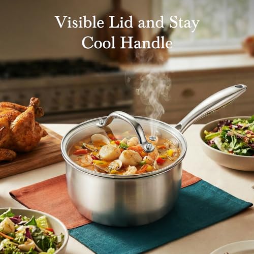 Image of Tri-Ply Stainless Steel Pot 1.5Qt & 2.5Qt with Lids