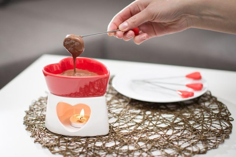 Fondue de chocolate - rojo en forma de corazón