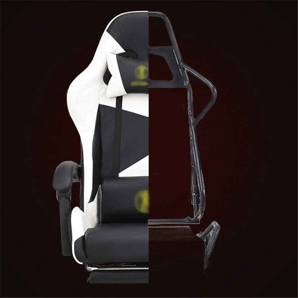 Gaming Video Game Chair Office Racing Chair with Footrest Ergonomic Design Adjustable Headrest Lumbar Adult Racing Computer Gaming Chair (Color : Black Size : 65X65X120CM)