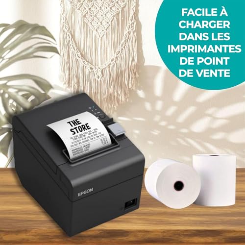 Double Dragon, rouleau de papier thermique premium de 80 x 80 mm pour imprimante EPOS, terminal POS, caisse enregistreuse [Paquet de 60] – vue 8