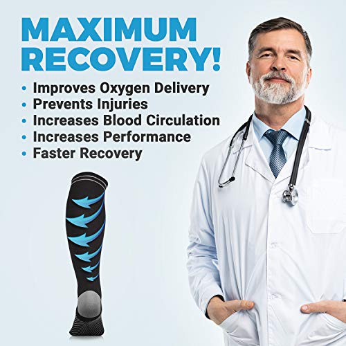 Image of POWERLIX Compression Socks for Women & Men (Pair) for Neuropathy Swelling Pain Relief 20-30 mmHg Medical Knee-high Stockings