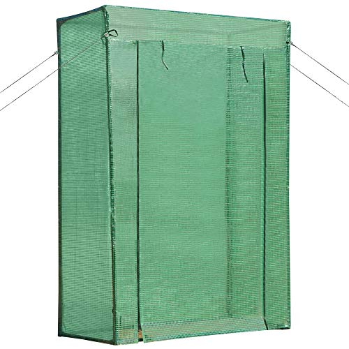 Preisvergleich Produktbild Outsunny Gewächshaus Innenhof Balkon Mini-Tragbarer Metallrahmen Warmer Gartenschuppen, Stahl, PE-Kunststoff, Grün, 100x50x150 cm