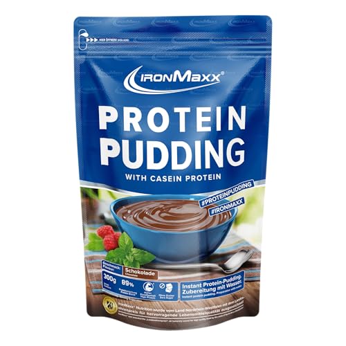Protein Pudding Pulver Chocolate 300g - Zuckerfreier Instant Pudding mit 24g Eiweiß pro Portion, Angereichert mit hochwertigem Whey Protein, Cremiger Geschmack
