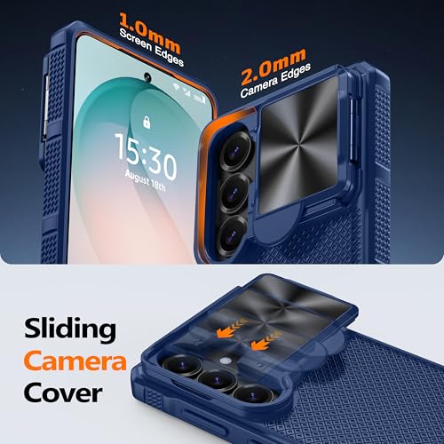Image of Magnetic for Samsung Galaxy S26 Case,[Slide Camera Cover][Kickstand][Compatible with Magsafe][Military Grade Protection] Shockproof Rugged Case for Galaxy S26, Blue
