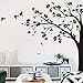 Große Ecke Baum Wandaufkleber Wandtattoo mit großen Blüten, Vögel und Blätter Kinderzimmer Wandkunst Aufkleber Wandbild 087 (Äste nach links, Alles schwarz)