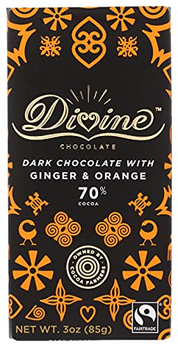 Divine Chocolate Chocolate bar Dark Ginger Orange, 3 Oz