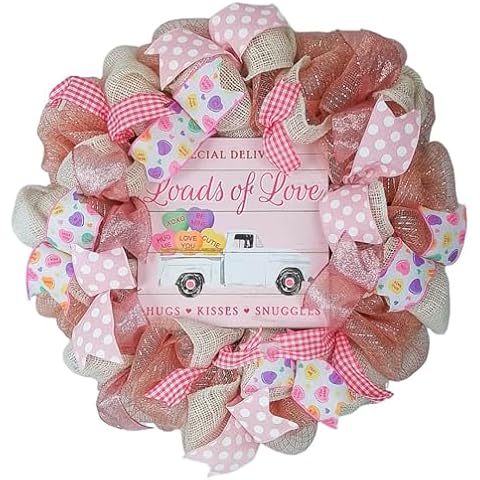 Conversation Heart Valentine's Day Wreath - Valentines Loads of Love Decoration - Floral Decor - Rose Gold Pink White Cover