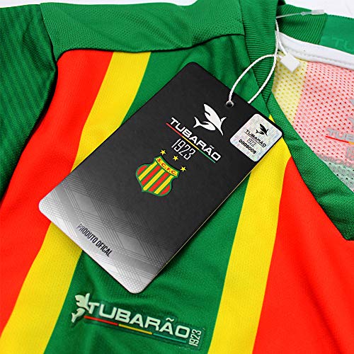 Camisa Oficial Sampaio Corrêa Esporte Clube Masculina Adulto Verde Listrada Gola V Manga Curta Escud