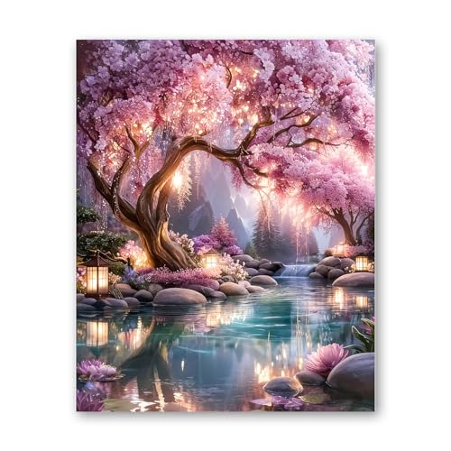 WEMEON Malen Nach Zahlen Erwachsene(40X50cm)- Baum Des Lebens Malen nach Zahlen Malen Nach Zahlen Kit mit 3 Pinseln Acrylfarben Handgemalt Ölgemälde Leinwand für Home Decor
