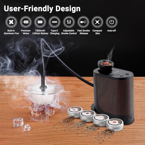 Image of INKBIRDPLUS Portable Cocktail Smoker Kit with 4 Wood Chips for Kitchen