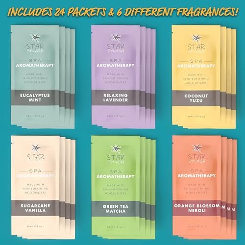 STAR SPLASH Hot Tub Aromatherapy Multipack - Set of 24 Relaxing Bath or Spa Scents Including Lavender, Eucalyptus Mint, Vanilla, Coconut Yuzu, and More - Paraben-Free, Hot Tub Accessories for Adults