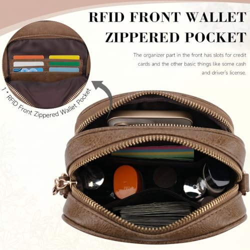 Image of Small Crossbody Bags for Women, RFID Phone Purse with Card Slots, Triple Compartments Lightweight Shoulder Bag