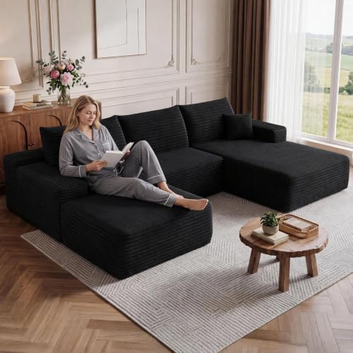 Image of Boneless Cloud Sectional Couch Modular Sofa with Ottoman for Living Room
