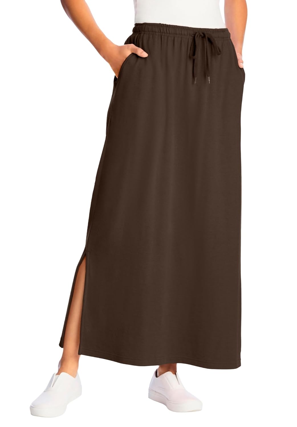 Woman Within Plus Size Petite Sport Knit Side-Slit Skirt