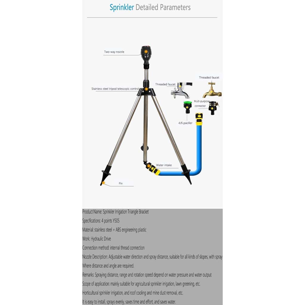 WZX Irrigatore da Giardino, irrigatore Automatico Regolabile a 360° Sistema di irrigazione del Prato Che Copre Un'Ampia Area con Design Senza perdite Spruzzatore Durevole, Facile connessione