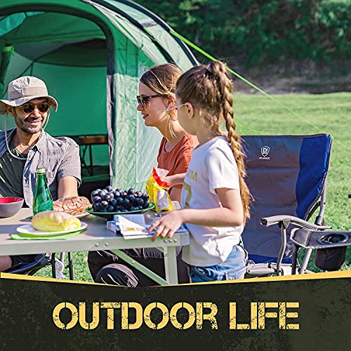 Ever Advanced Folding Camping Chair With Cup Holder Quad Padded Arm, Outside Portable Collapsible Steel Frame Oversized Heavy Duty Supports 300 Lbs #TOP1